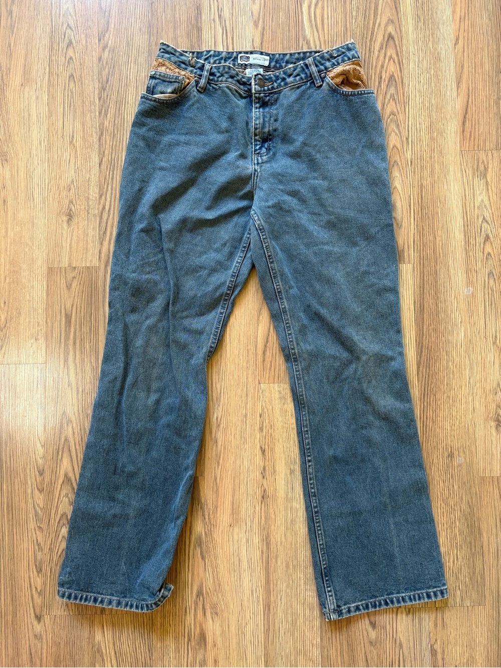 Vintage Y2K Faded Glory Bootcut Jeans with Brown Lace Details